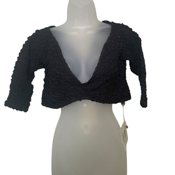Mara Hoffman Aja Cropped Popcorn Top Black 2X NWT $315 - Picture 5 of 5